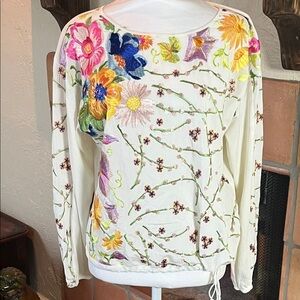 Anthropologie Tiny Lori Floral Embroidered Top, size S